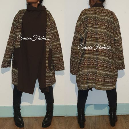 Herbst Hippie  Boho 100%Baumwolle Poncho Mantel XS-XXL