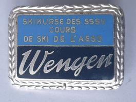 SKIKURS Wengen hell-/dunkelblau altes emailliertes Abzeichen