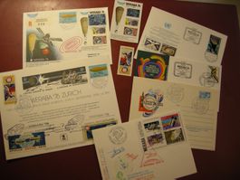 WEABA 76, 7 BELEGE INTER. WELTAUSSTELLUNG BRIEFMARKEN LUZERN