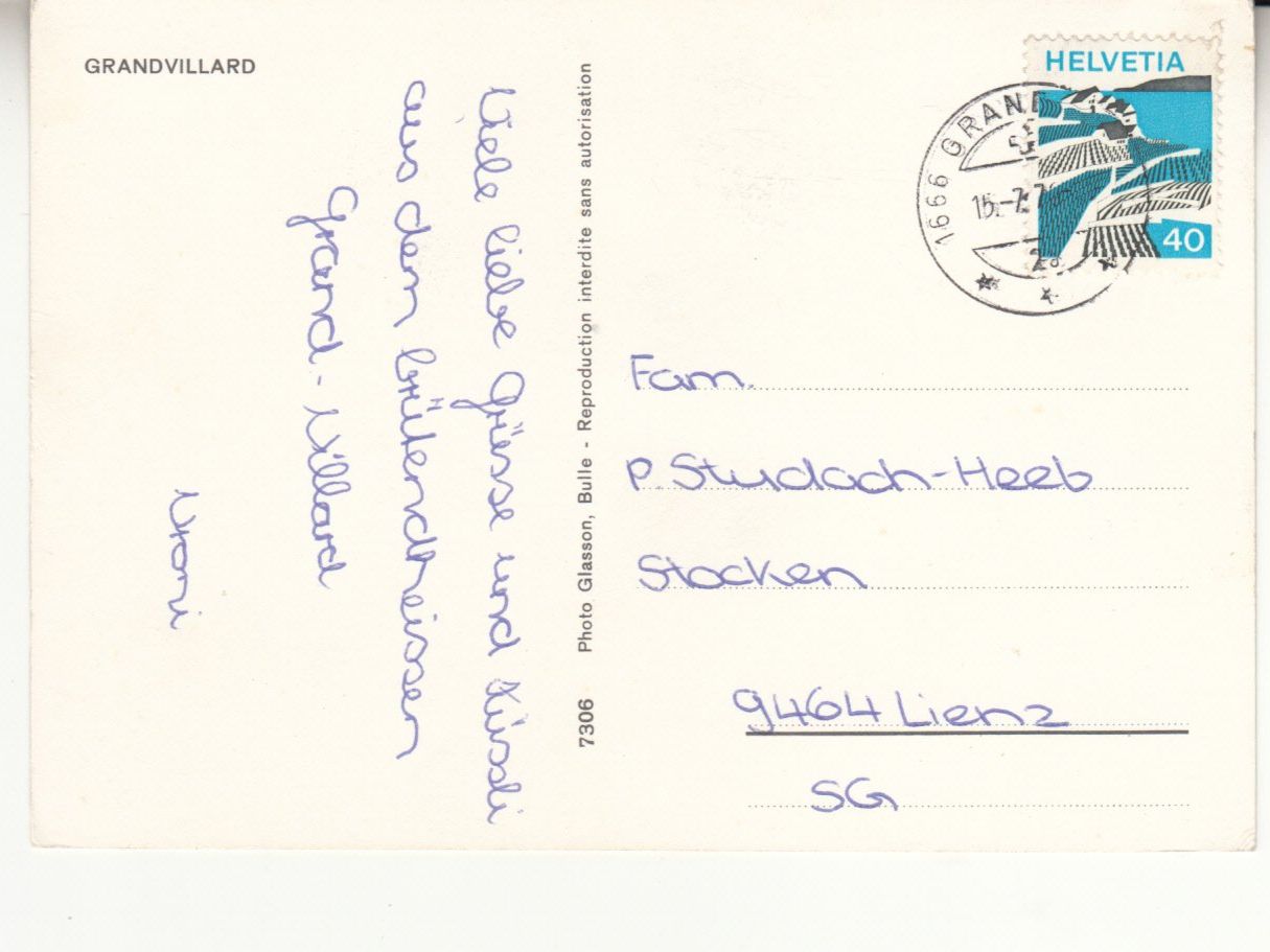 Cartes postales: Grandvillard 1976 – D'occasion à Bürglen TG par StampGraf 1