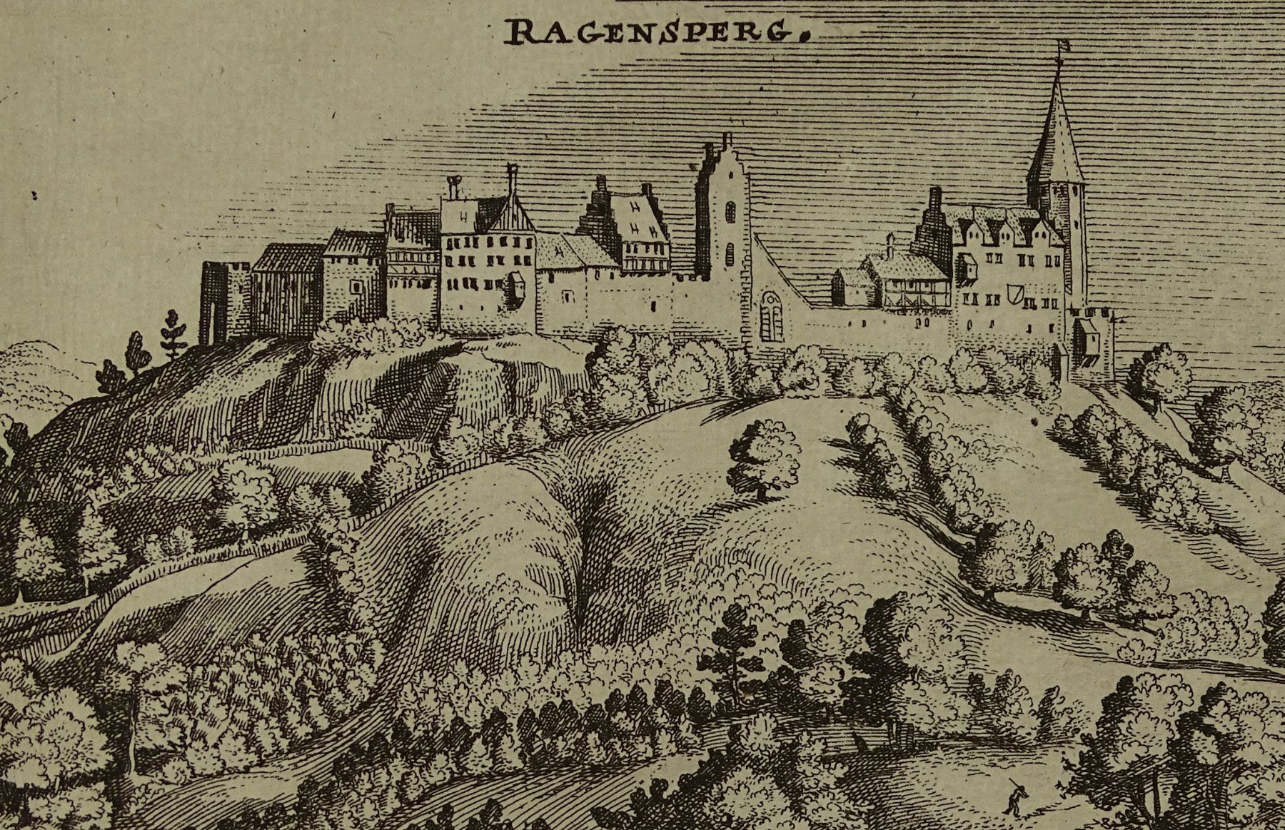 Incisioni: REGENSBERG, MERIAN KUPFERSTICH 1654 – Usato da Grüningen venduto da Kartensammler 2