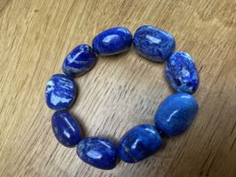 schönes Armband Lapislazuli Steine poliert - wie NEU!