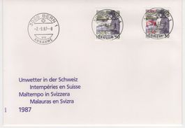 1987 FDC Zugunsten der Unwettergeschädigten m. überd + Norm