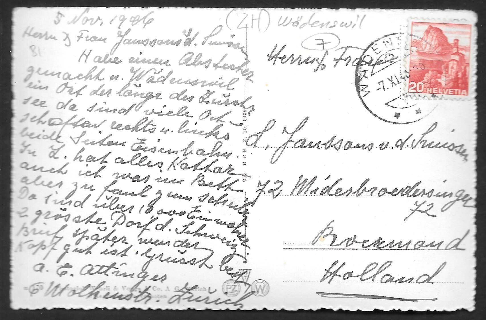 Cartoline postali: Wädenswil Teilansicht – Usato da Olten venduto da clotaldi 1