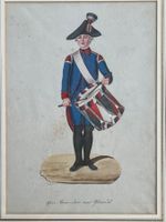 Jonas Hoffmann 2 Aquarelle Militär Bannerträger  Glarus 1770
