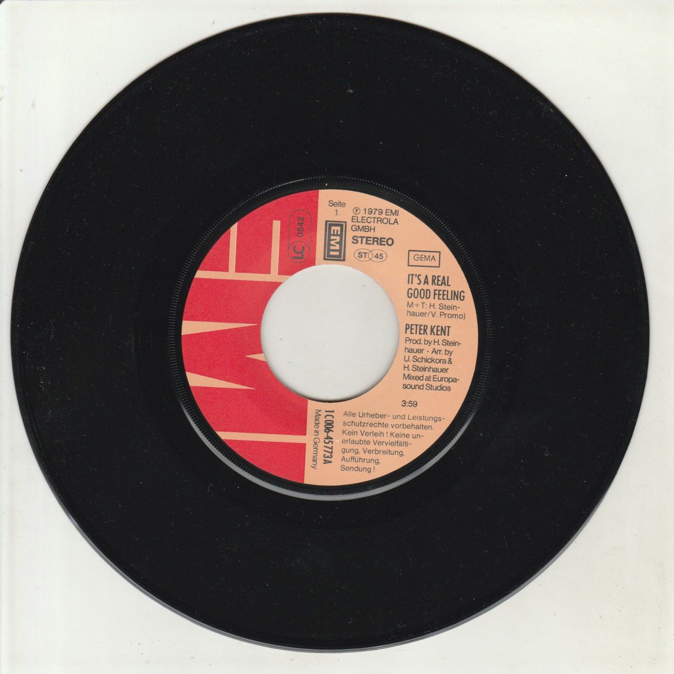 Dischi in vinile: Peter Kent - It's a real good Feeling 7" Vinyl 1979 – Usato da Tübach venduto da JamesStone 2