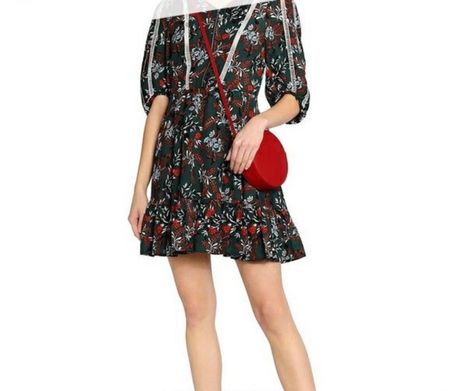 Maje grünes Blumen Kleid / Green Floral Mini Dress