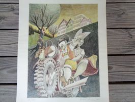 APPENZELLER LITHO SIGNIERT PAAR AUF TÖFF TRACHTENLOOK