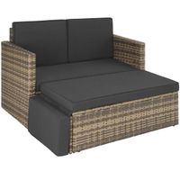 Rattan Lounge Sofa 2-Sitzer mit Hocker VELTORINO