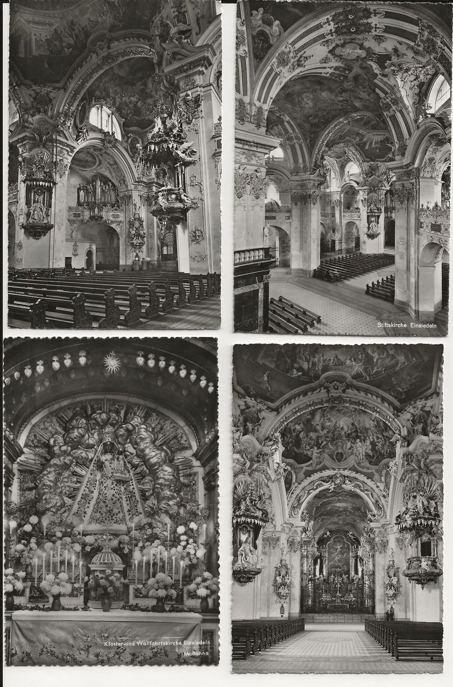 Cartoline postali: 4 AK ca.1945 Kloster Einsiedeln Innenansichten – Usato da Greifensee venduto da 315WDO