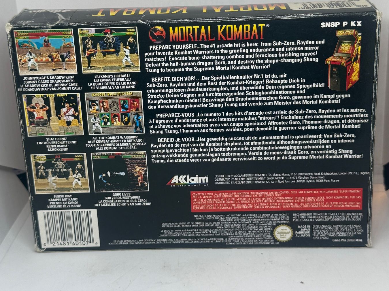 Nintendo Giochi: Mortal Kombat SNES Nintendo – Usato da Dietlikon venduto da NESFEVER 1