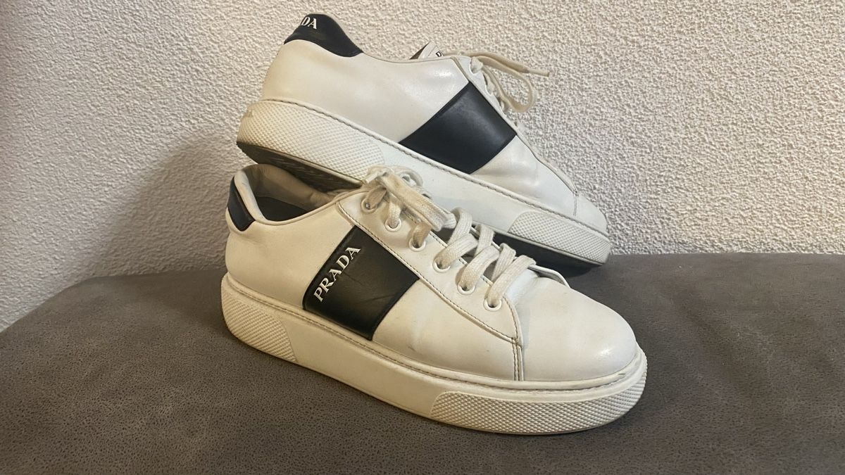 Prada Scarpe da uomo: Prada Sneakers Leder Weiss Grösse 39 1/2  – Usato da Zürich venduto da Timi80 3