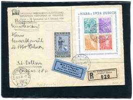 1934 NABA Block auf Briefvorderseite