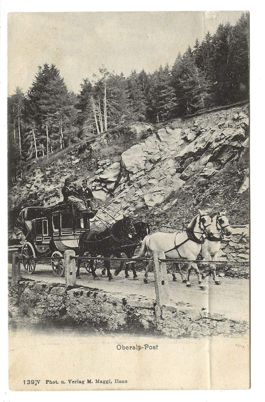 Cartoline postali: Oberalp-Post (GR/UR) Postkutsche - 1906 – Usato da Engelburg venduto da Cartophil