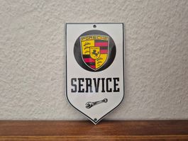 Emailschild Porsche Wappen Service Werkstatt Emaille Schild