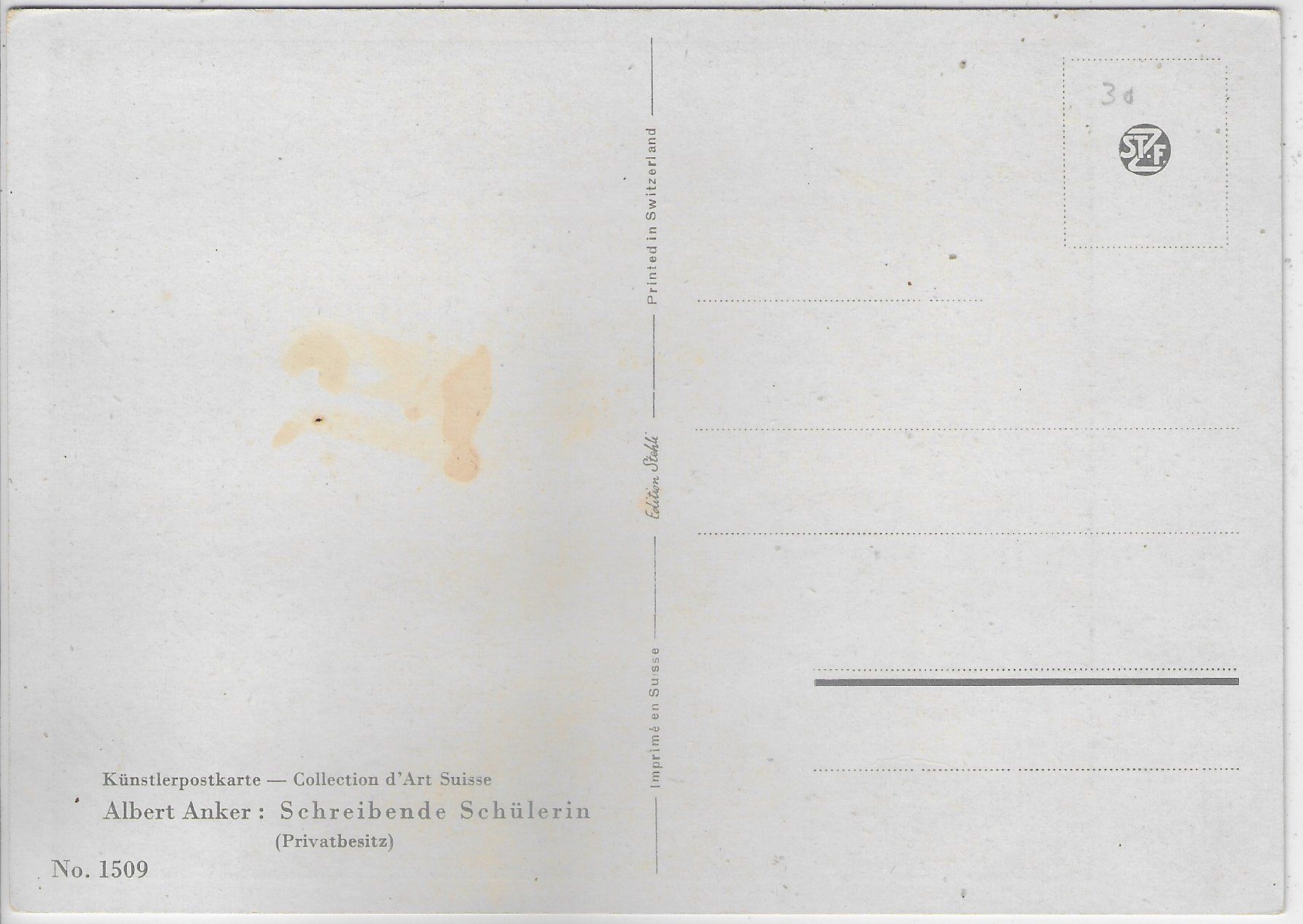 Cartoline postali: Albert Anker - Schreibende Schülerin – Usato da Ettingen venduto da Kartenplanet 1
