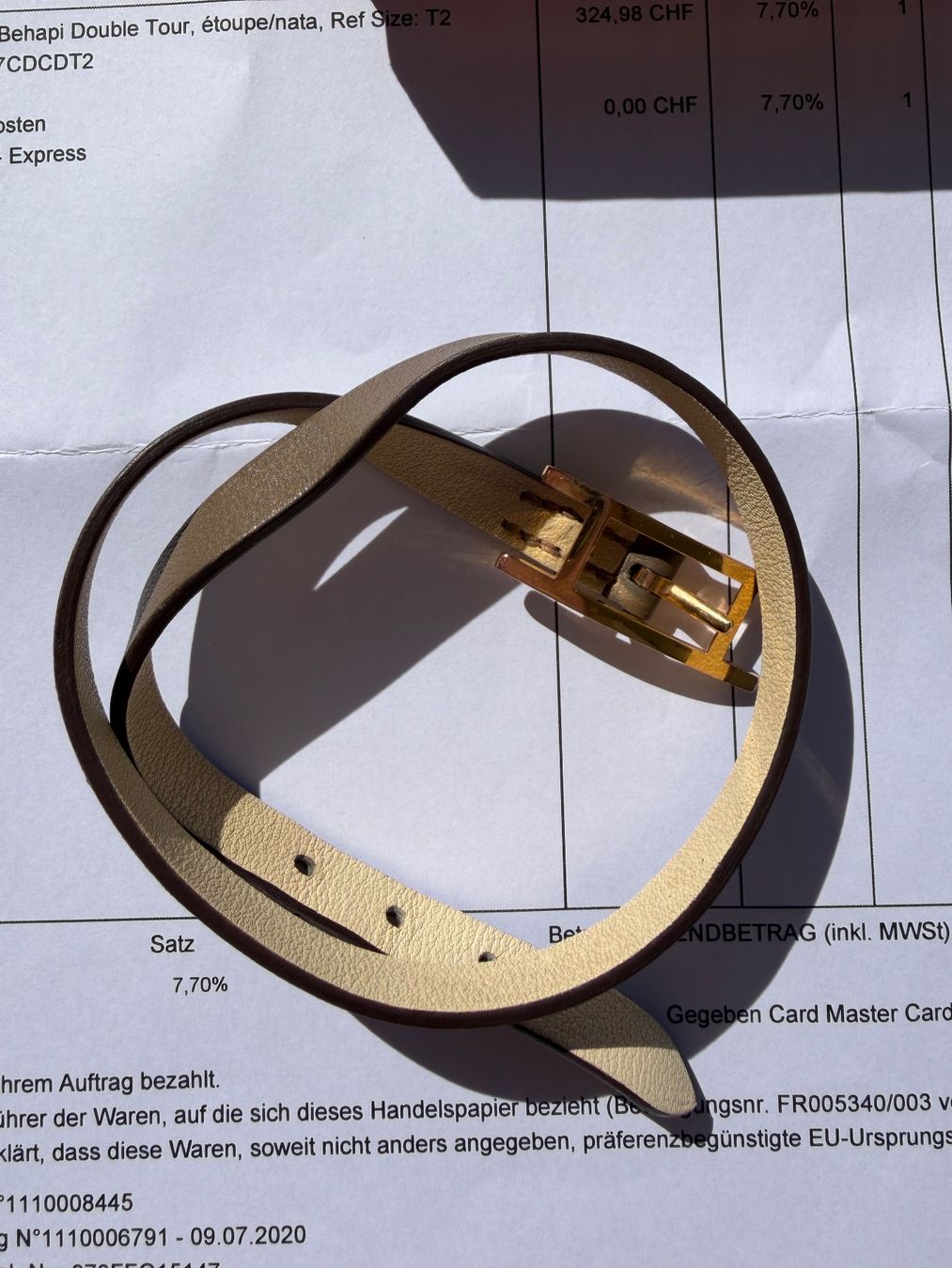 Bracciali & Braccialetti: Hérmes Lederarmband, Behapi Double - taupe/nata – Usato da Zürich venduto da Raetselbiene 1