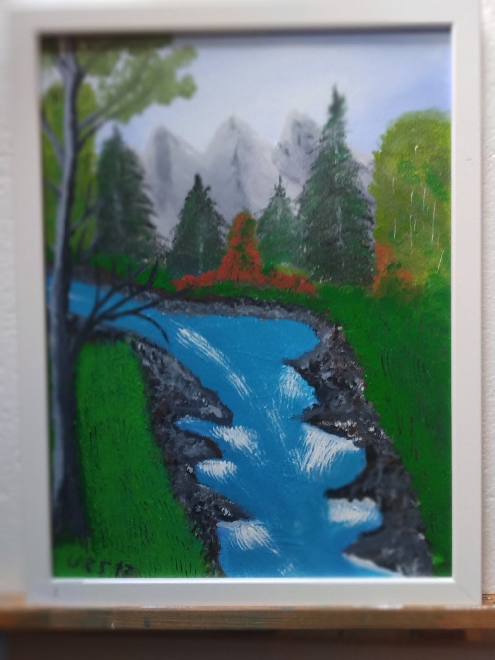 Dipinti: Oelgemälde 33cm x 43 Kunststoffwechselrahmen Wasserfall – Usato da Heimberg venduto da Hoerbi2