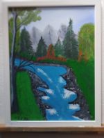 Oelgemälde 33cm x 43 Kunststoffwechselrahmen Wasserfall