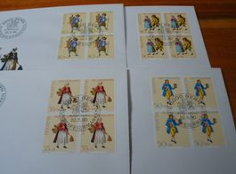 Set Pro Patria 1990, FDC Satz, Einzel + 4erblocks, 9 Belege