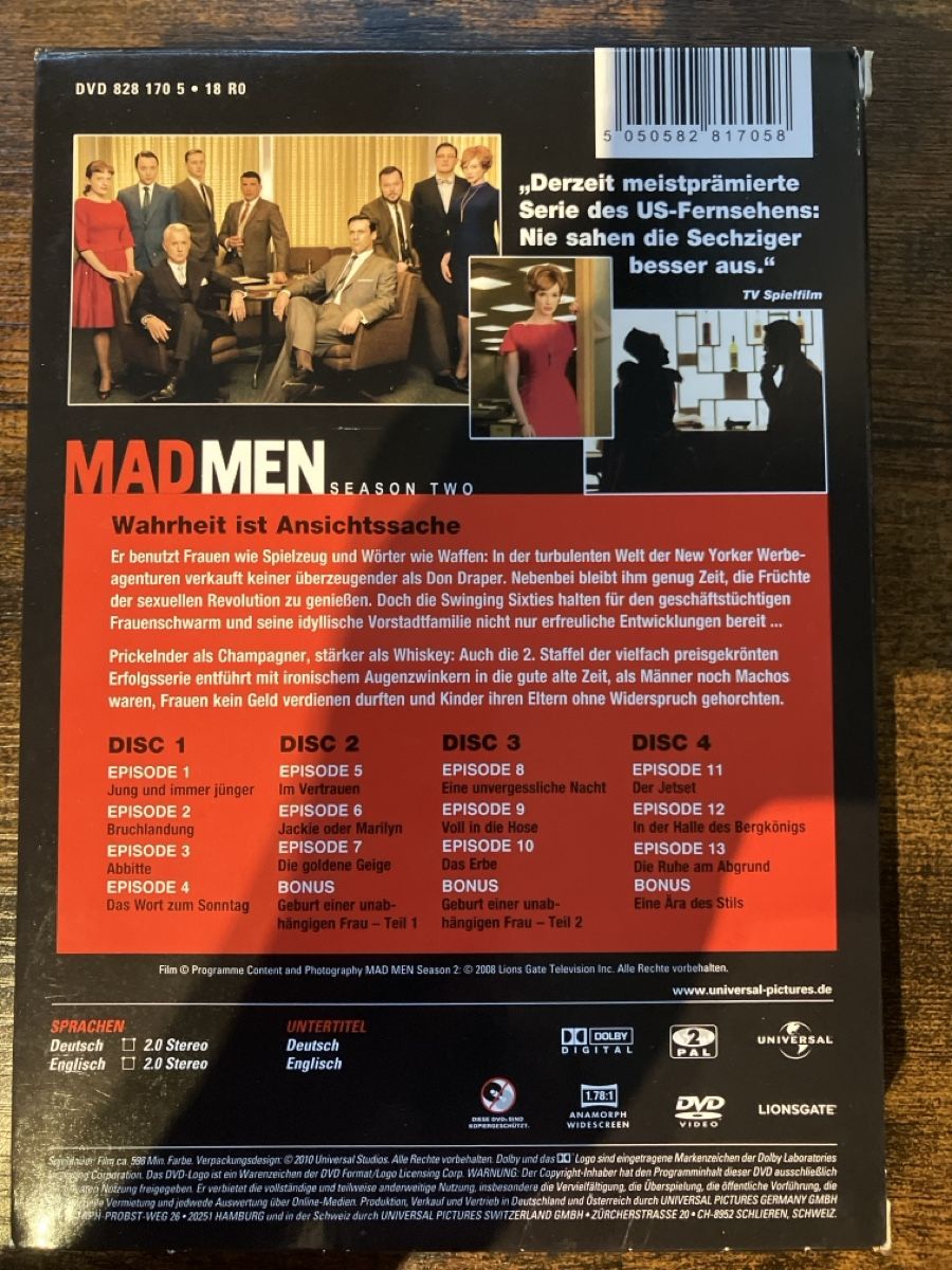 Tutti i DVDs: Mad Men Staffel zwei – Usato da Glarus venduto da Jhuber78 1