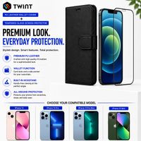 Leder Hülle +Panzerglas für iPhone 13/13 Pro/13 Pro Max/Mini