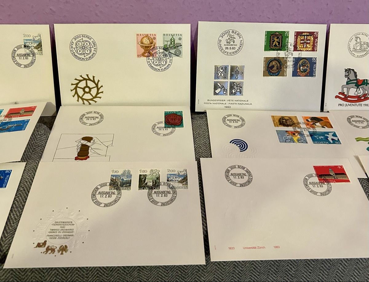 Tutti i francobolli: de 14. FDC Suisse, 1983. – Usato da Petit-Lancy venduto da Pierre_le_voyageur 2