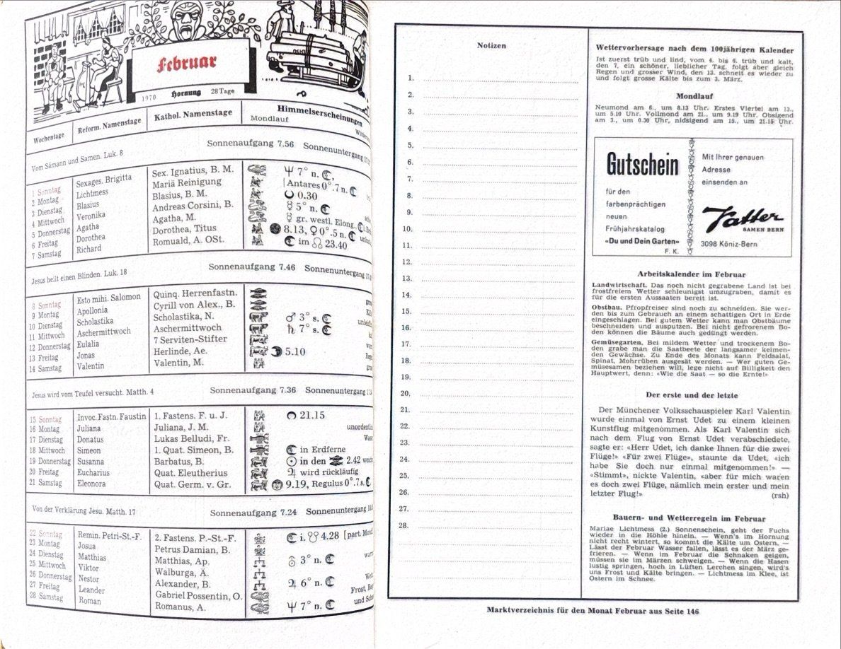Libri: Feierabend Kalender 1970 – Usato da Sarnen venduto da Livres 1