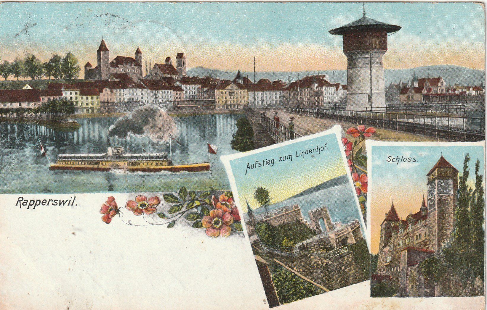 Cartoline postali: Alte Ansichtskarte Rapperswil mit Dampfschiff, Schloss & ... – Usato da Rupperswil venduto da Ema10