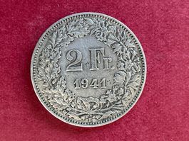 🇨🇭2 FR 1941 Silbermünze schön