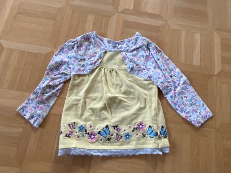 Mädchen Langarmshirt gelb mit Blumenmuster Gr. 86