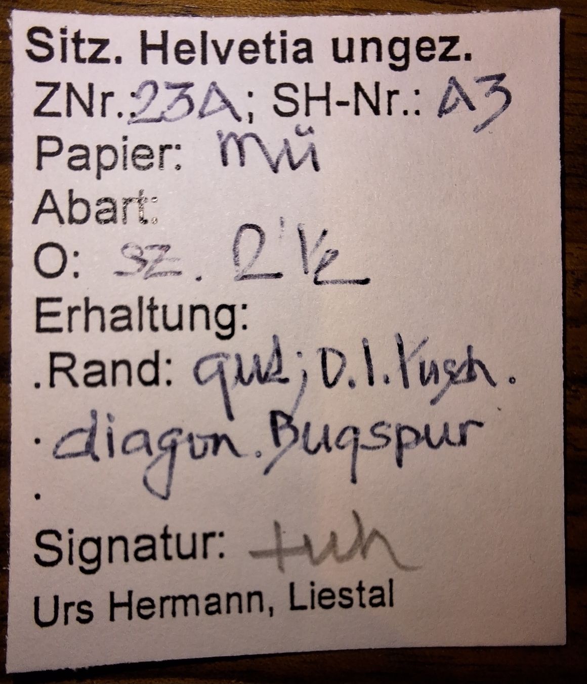 Tutti i francobolli: Strubel 23A3 mit Befund Kat. 110.-  – Usato da Balgach venduto da SIMEON27 2
