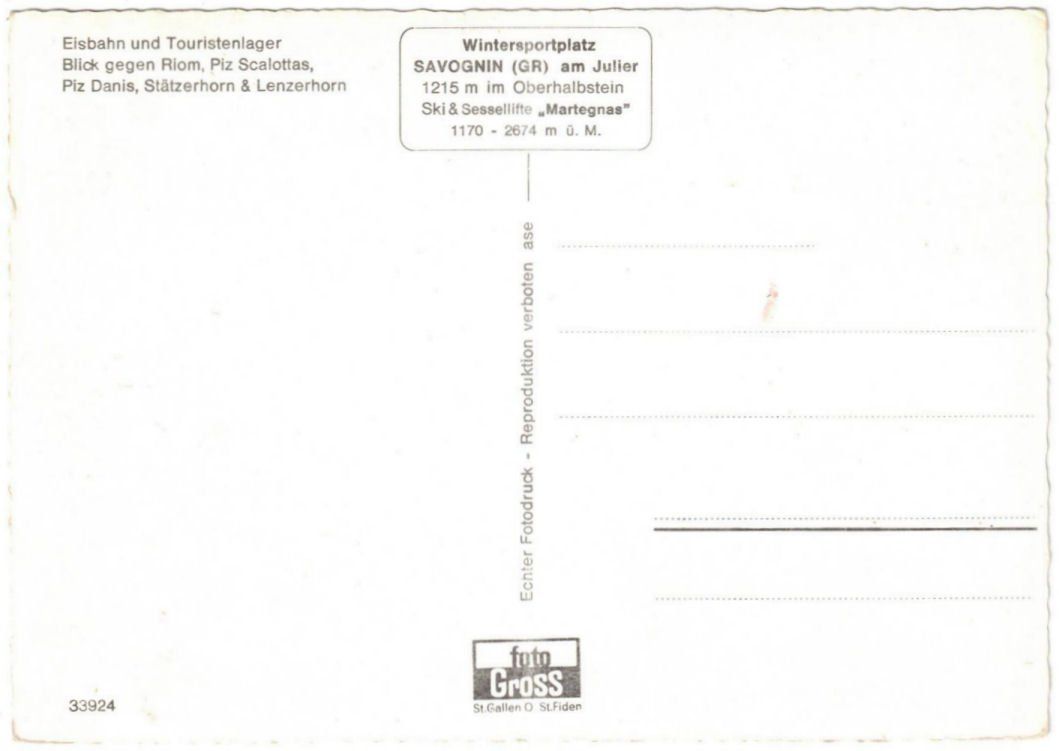 Cartoline postali: Savognin - Sessellift Martegnas – Usato da Binningen venduto da Mountainrider 1