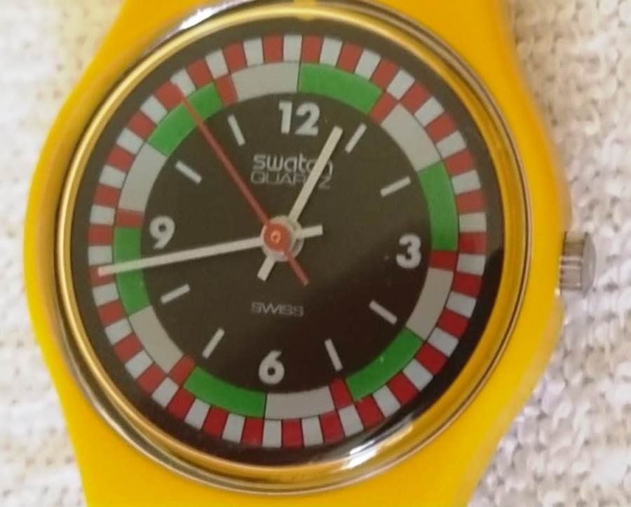 Swatch Uhren: Swatch Lady -YELLOW RACER LJ100 - – Neu und originalverpackt aus Zürich von 1-2-3
