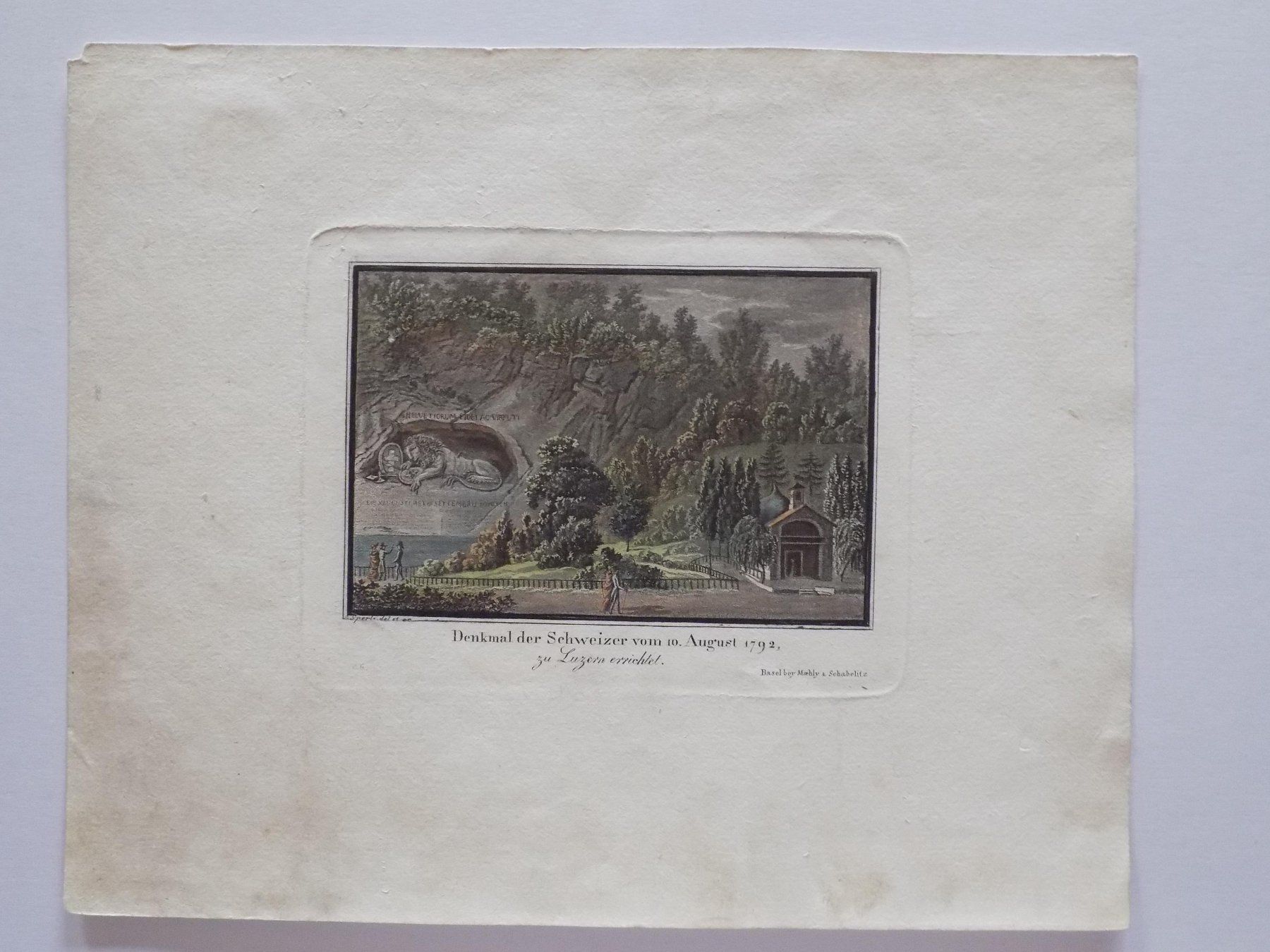 Gravures: Luzern Löwendenkmal koloriert – D'occasion à Risch par Antikfee