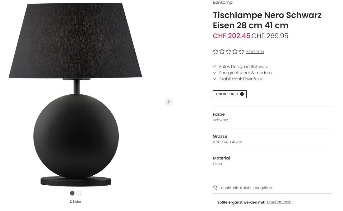 Lampes: Moderne Tischlampe schwarz – Neuf (Voir description) à Schmitten FR par Sandraplu 1
