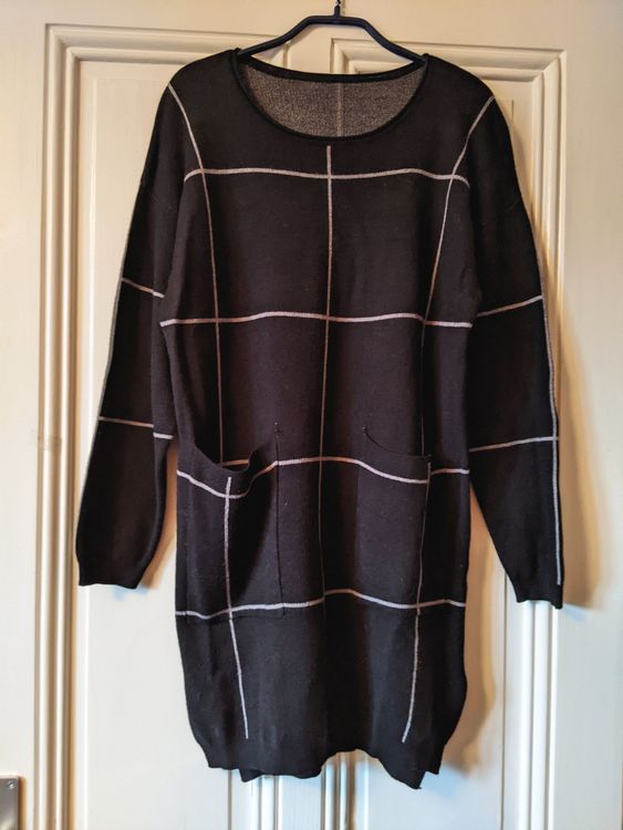 Robe Pull/tunique M&Co Noir à Paillettes Argent - Taille UK 12, Longueur Genou, Viscose/nylon, Neuve Avec étiquette