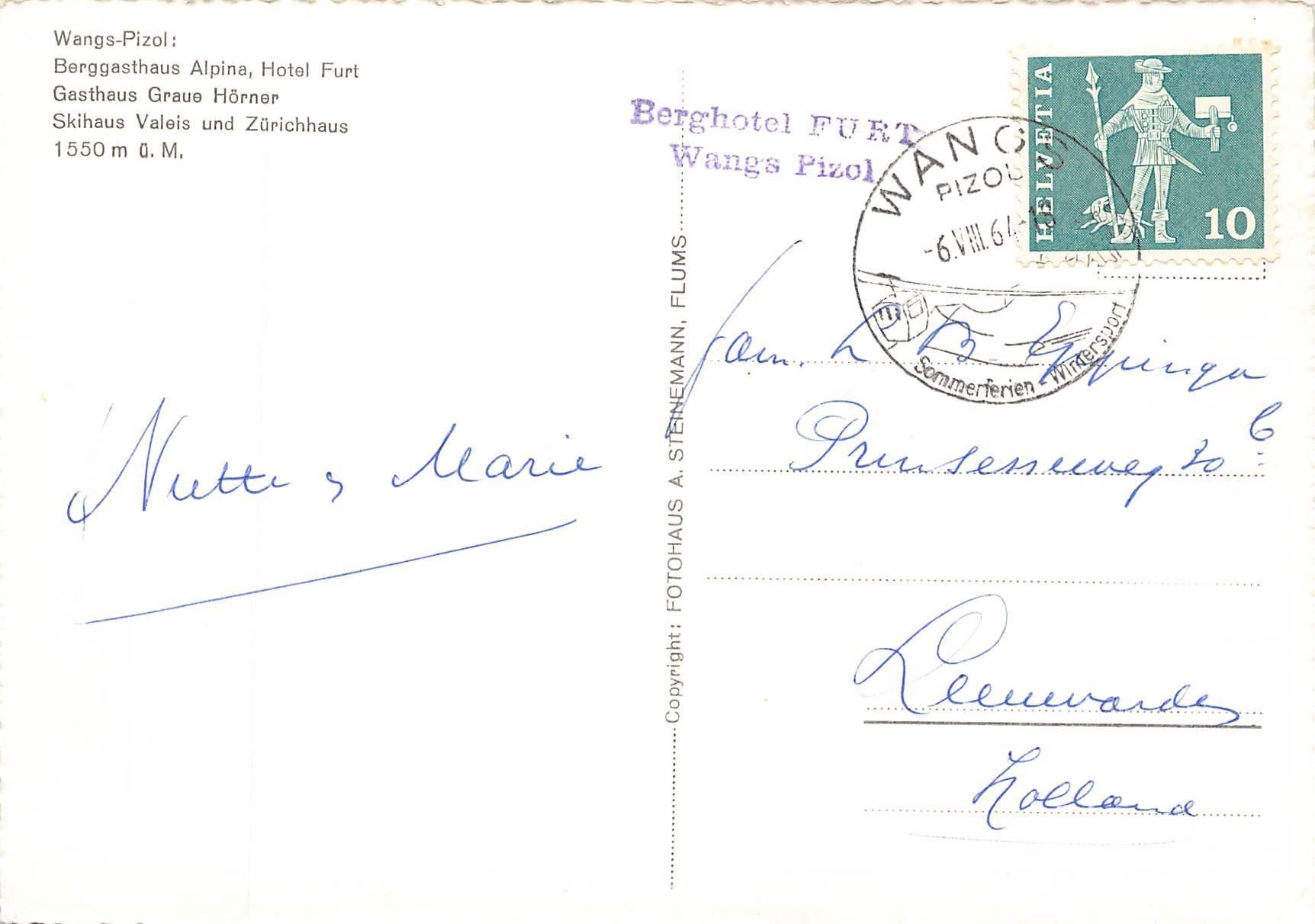 Cartoline postali: Wangs Pizol Sessellift – Usato da Bichelsee venduto da Gloeckner 2