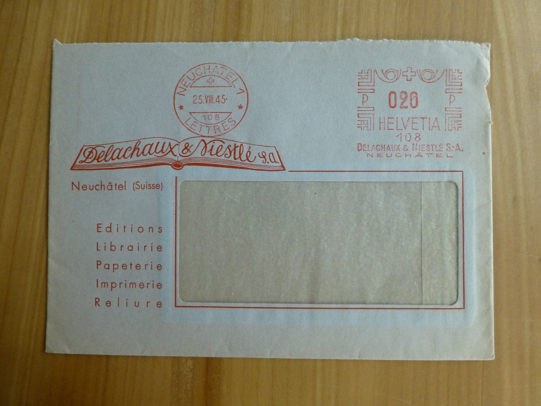Poster & Bilder: Neuchatel, Delachaux & Niestle SA 1945 – Gebraucht aus Bettlach von 1saurer
