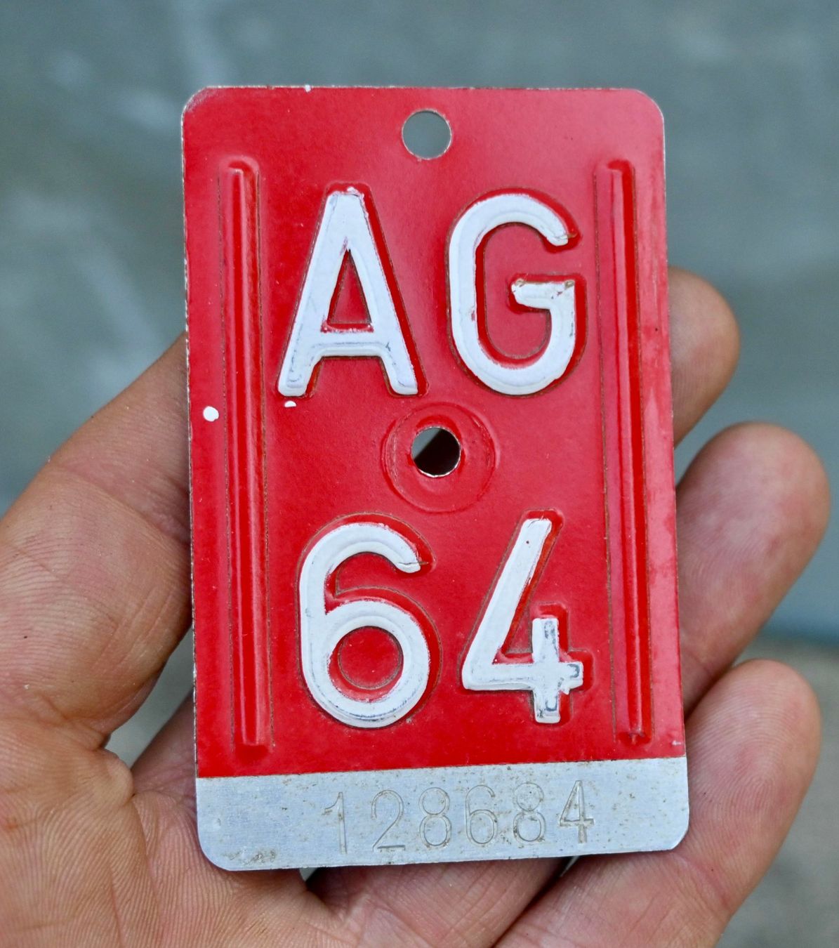 Insegne: Velonummer AG von 1964 - Aargau – Usato da Pfaffhausen venduto da mono_rec