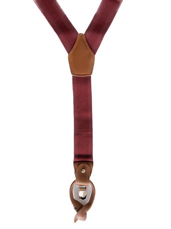 Altro in  Abbigliamento & Accessori: Hosenträger mit 3 Leder, 3 Knöpfe + 3 Clipse dunkelrot – Nuovo e nell'imballaggio originale da Gächlingen venduto da Hosentraeger.shop 1