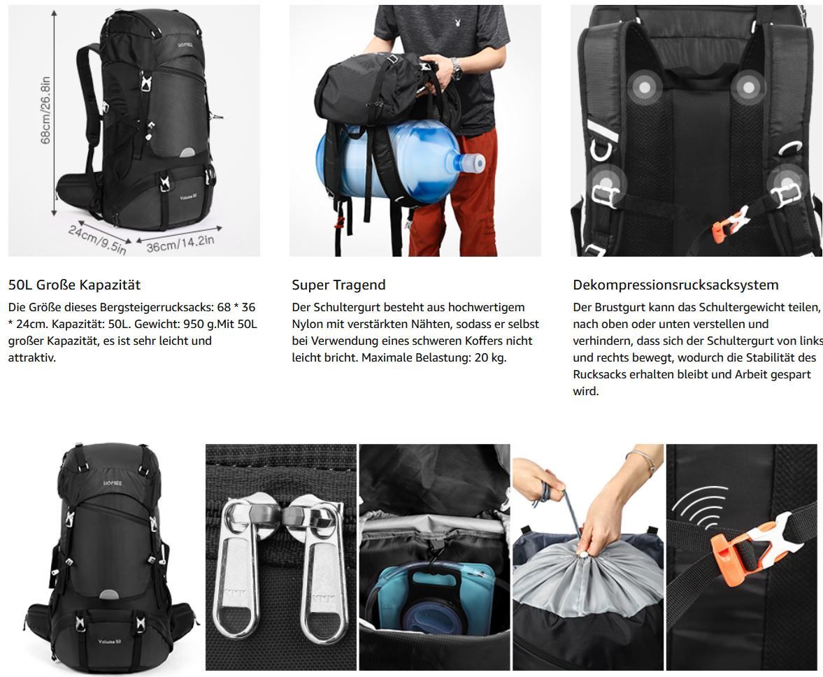 Zaini: Wanderrucksack 50L / 50L Rucksack / Trekkingrucksack – Nuovo e nell'imballaggio originale da Zürich venduto da MueDes 3