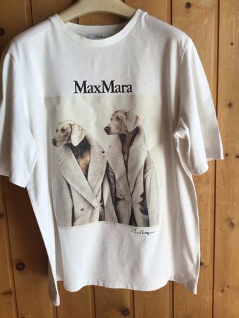 Max Mara T-Shirt Damen Weiss Print Grösse L guter Zustand