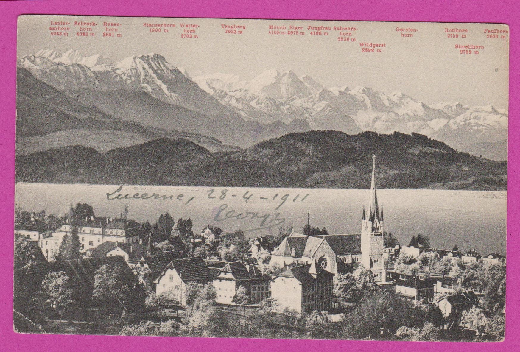 Cartoline postali: Zug   -   alte Ansichtskarte von Zug gest. 1911 – Usato da Vitznau venduto da Ropaku
