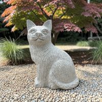Granit Katze Steinfigur Handarbeit Skulptur Naturstein 30cm
