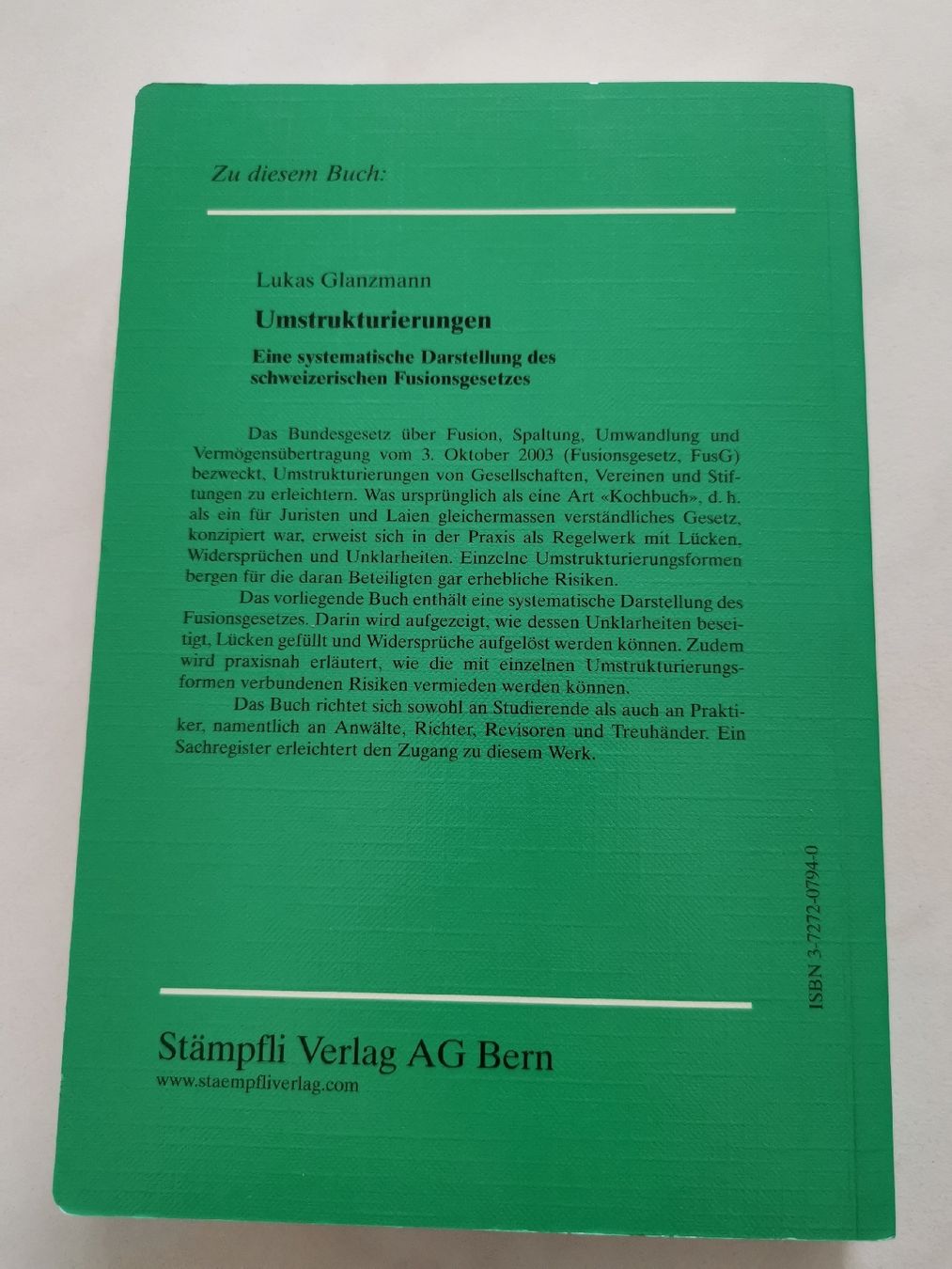 Libri: Umstrukturierungen Glanzmann Schweizer Recht – Usato da Gelfingen venduto da Meierbeat 2