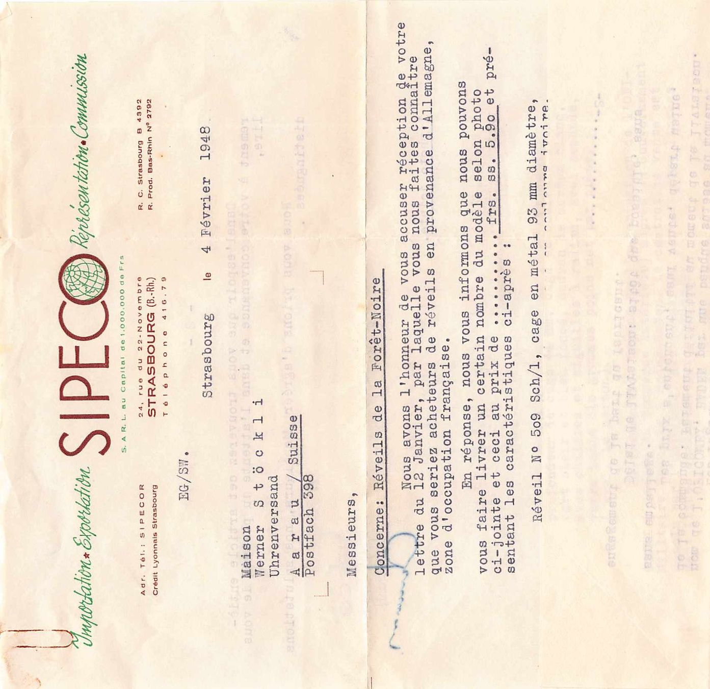 Tutti i francobolli: UHREN - Werbung 1948 mit Couvert und Brief – Usato da Lufingen venduto da philatelieshop 3