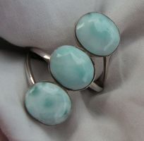 ♥ RING / 3 x LARIMAR - ATLANTIS STEIN / GROSSE  54 ♥