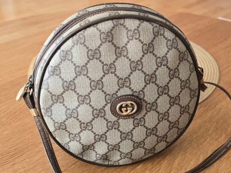 Gucci Vintage Clutch/Crossbody Tasche Rund Leder Braun