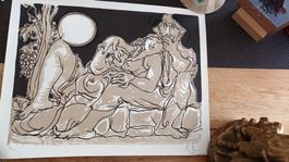 Akt Litho 74/200 Albert Lindegger(Lindi)50cm x 38cm